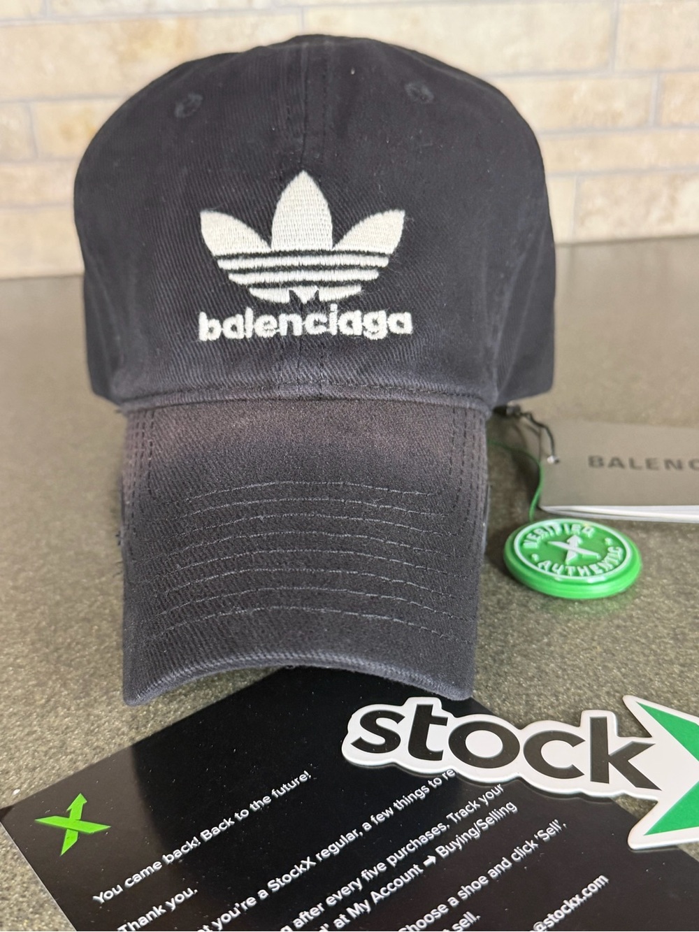 Balenciaga Black Cap with White Logo Embroidery